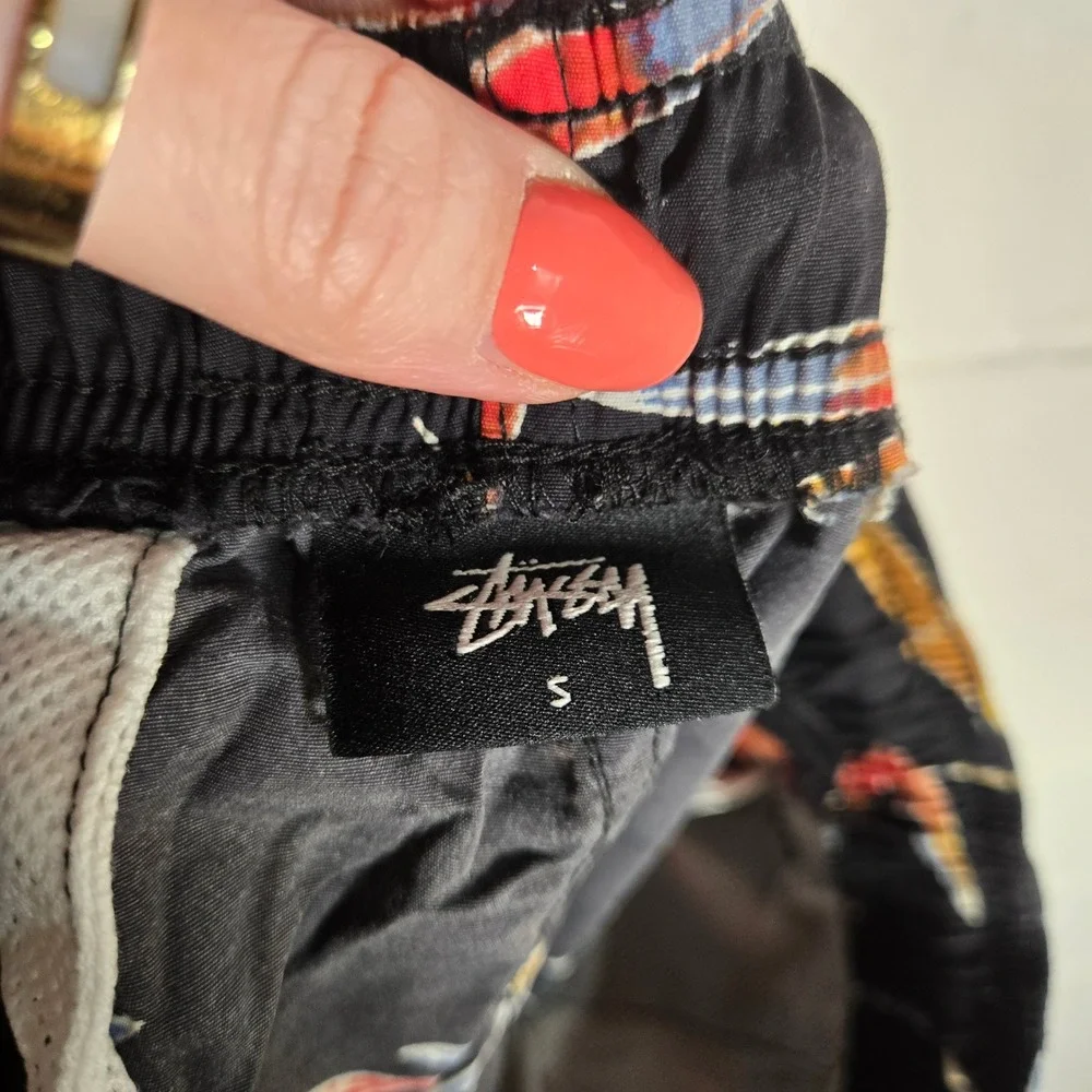 Stussy Bamboo Floral Print‎ Swim Trunks Mens Small Board Shorts Tropical Pool
